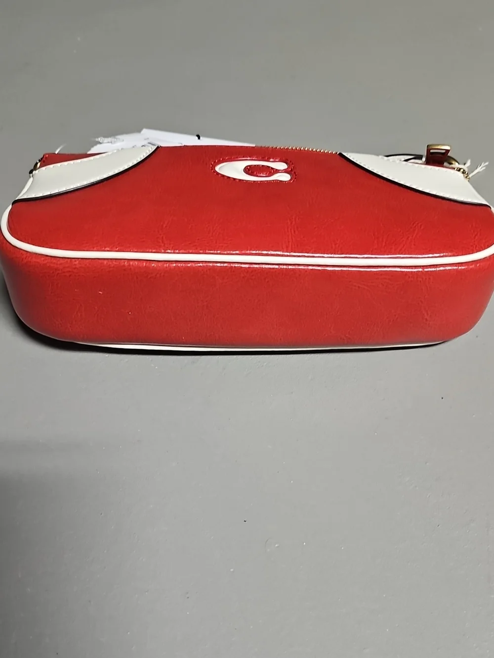 Coach CFB01 Coachtopia Bowling Small Shoulder Bag Red White Stripe Leather
